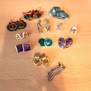 Pierced Earrings, Christmas, 2 Bracelets,1 -breast cancer pin - all for 1 price!
